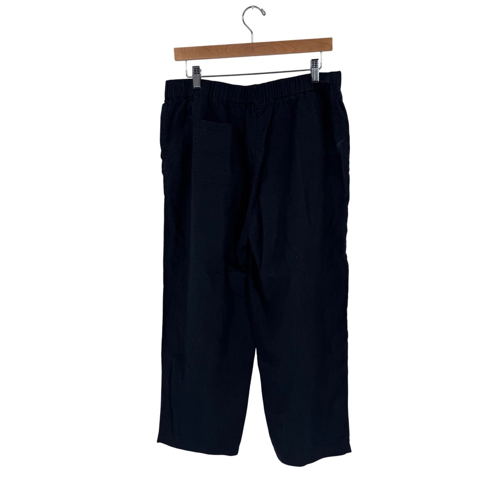 Quince 100% Linen Elastic Waist Pants Black Large Sustainable Minimalist Casual